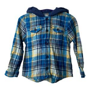 Boys Size 4T Flannl Shirt Wonder Nation Multicolor Plaid Hooded Long Sleeve